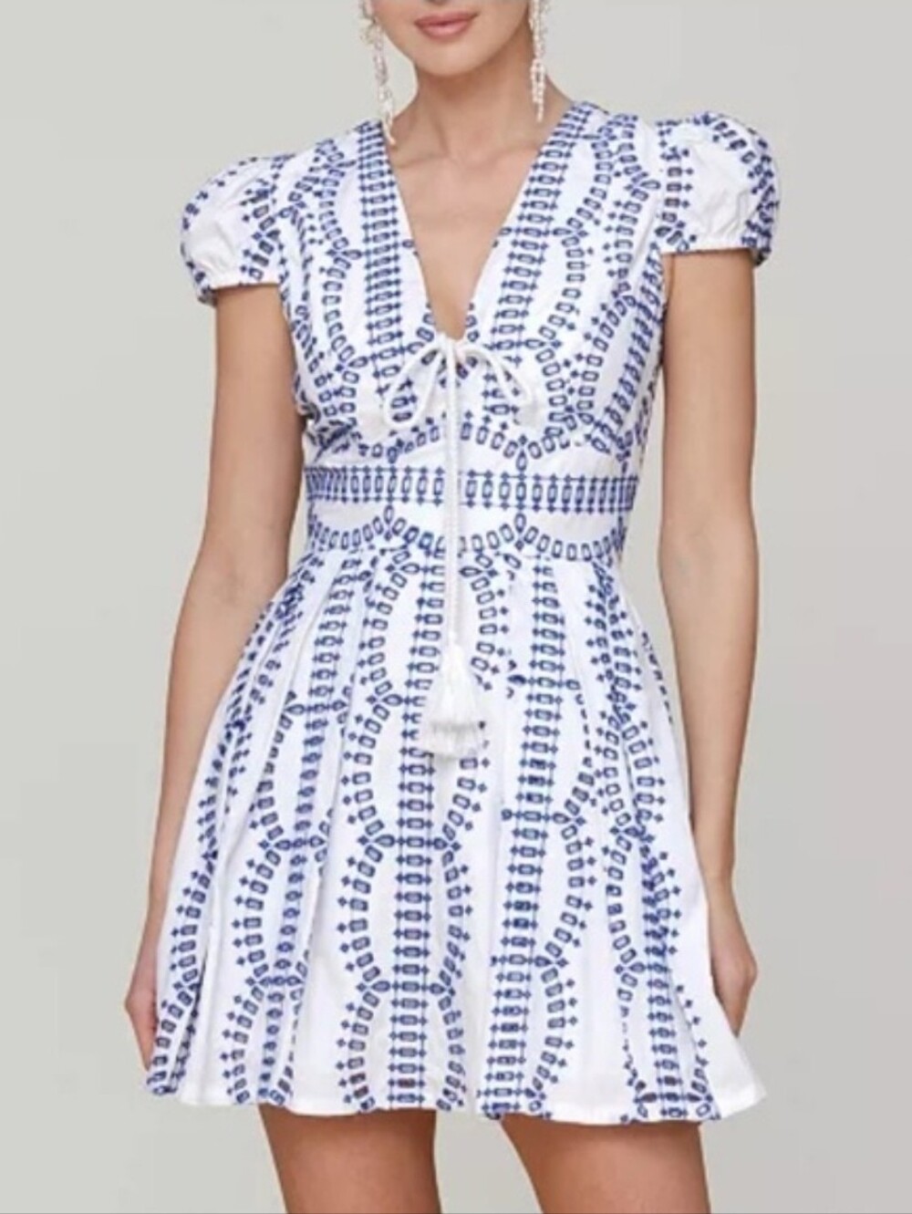 Avec Les Filles Cotton Eyelet Fit & Flare Mini Dress Size 8 NWT - Picture 3 of 13